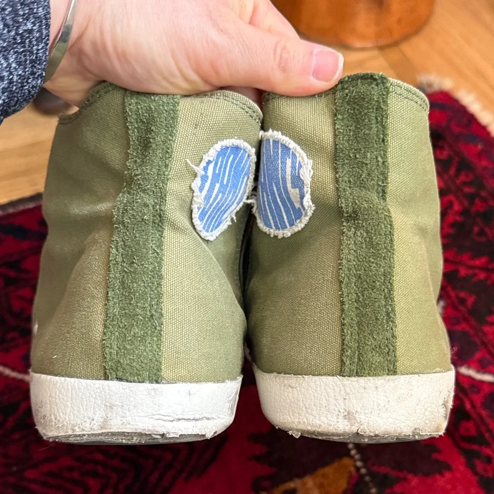 Golden Goose Green High-Top Sneakers with Silver Star Pre-Loved Condition - Picture 4 of 14